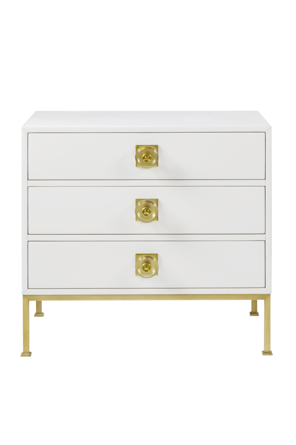White Brass Accent Three Drawer Chest | Andrew Martin Formal | OROA
