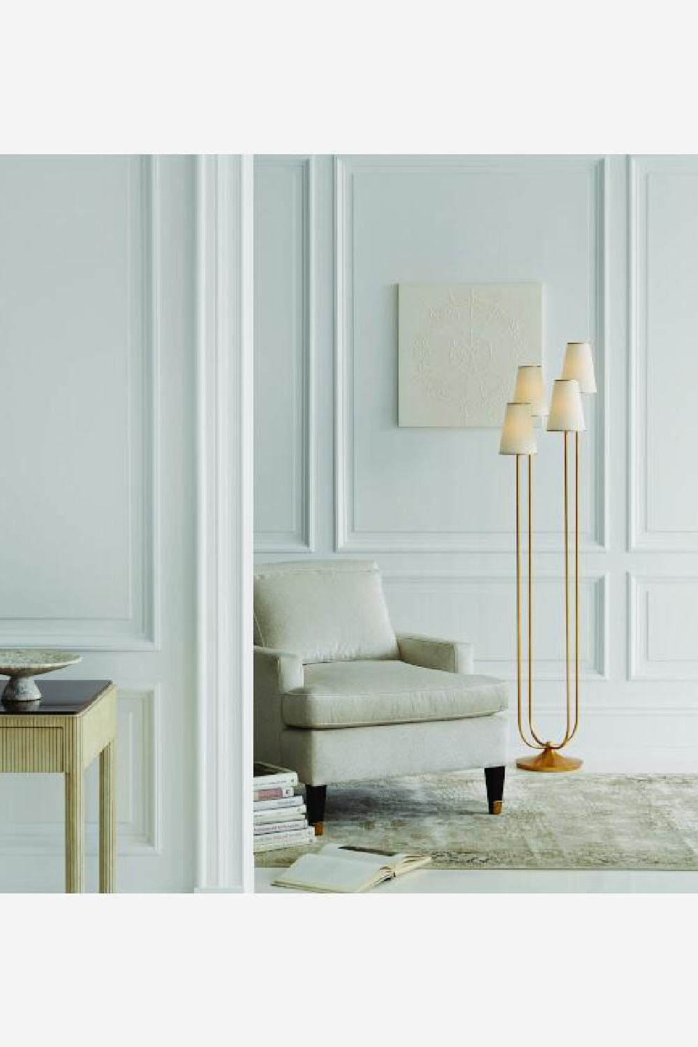 Four Linen Shades Modern Floor Lamp | Andrew Martin | OROA.com