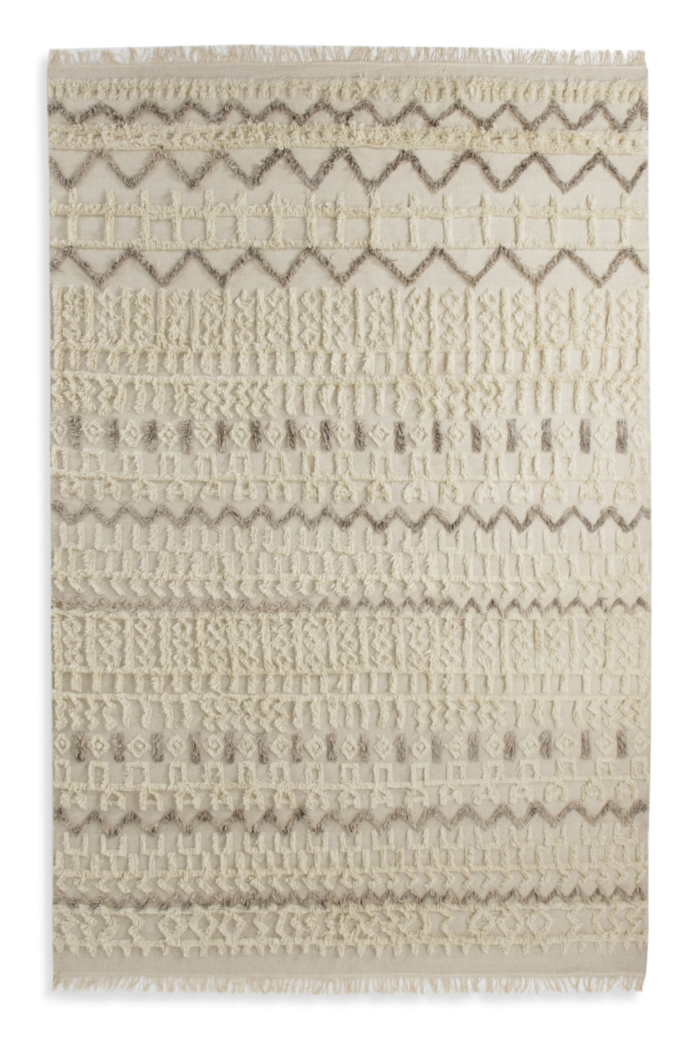 Cream and Taupe Handwoven Wool Rug 9' x 12' | Andrew Martin Lusaka | OROA