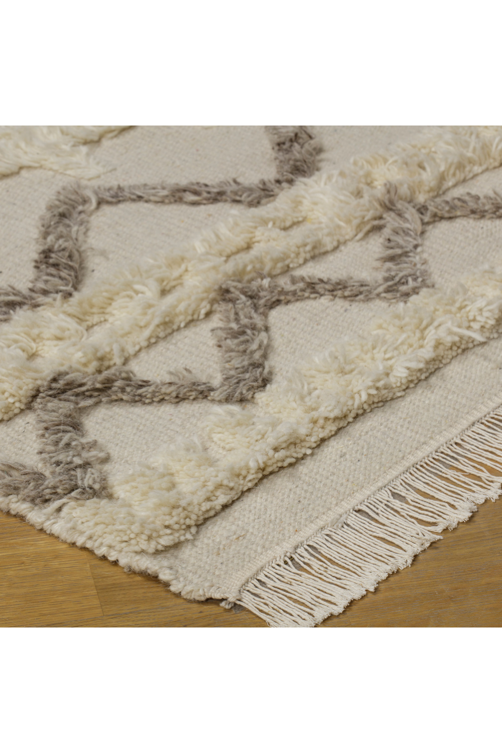 Cream and Taupe Handwoven Wool Rug 9' x 12' | Andrew Martin Lusaka | OROA