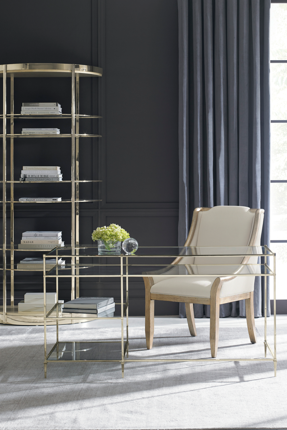 Half-Moon Gold Shelving Unit | Caracole Up Up And Away | Oroa.com