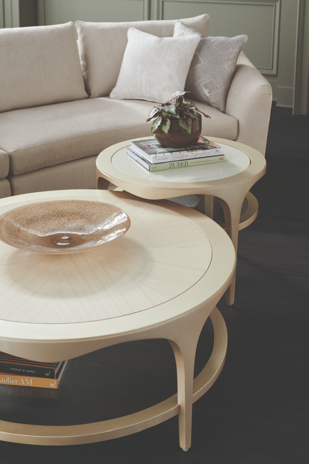 Round Metallic Accent Table | Caracole Up And Over | Oroa.com