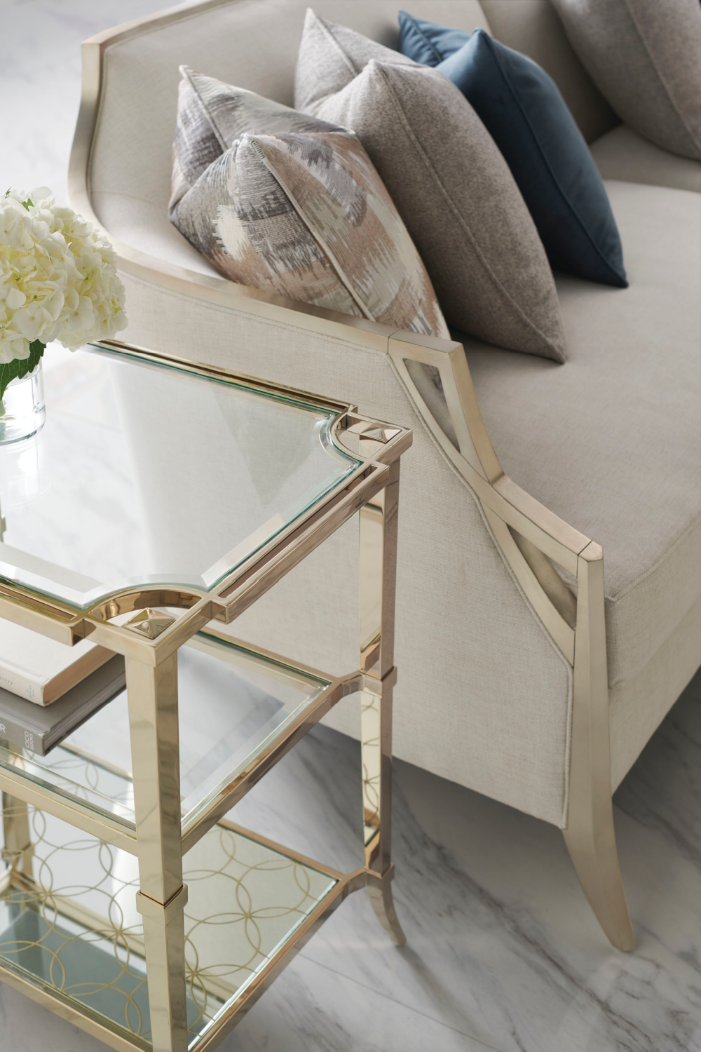 Gold Three-Tiered End Table | Caracole Third Times A Charm | Oroa.com