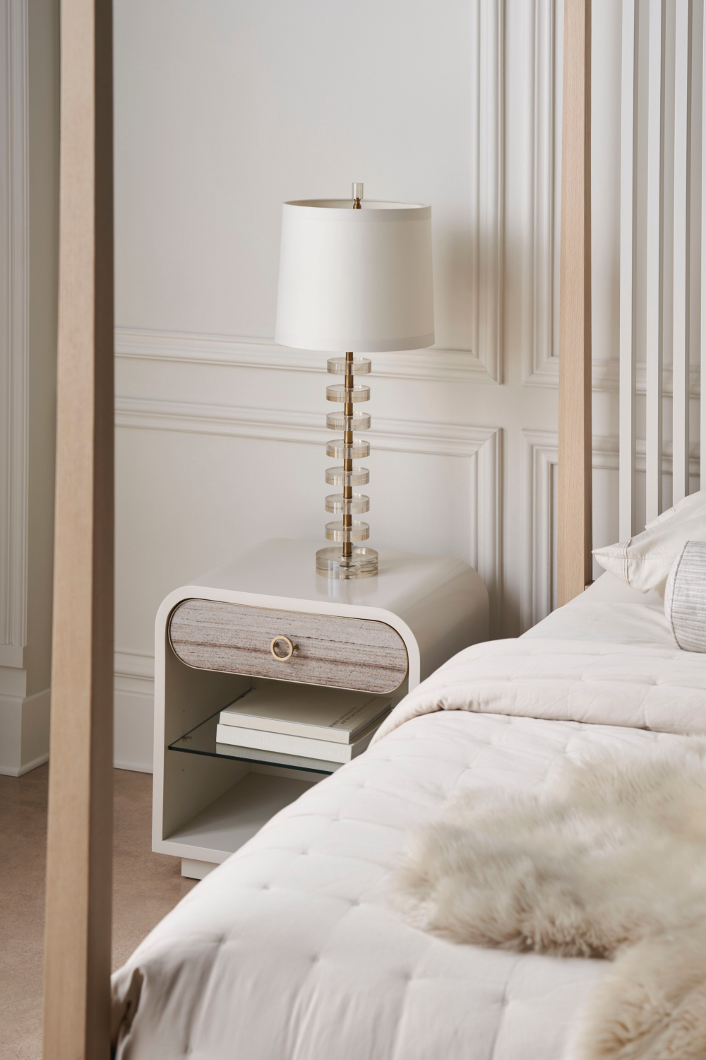 Light Oak Canopy Bed | Caracole Pinstripe | Oroa.com