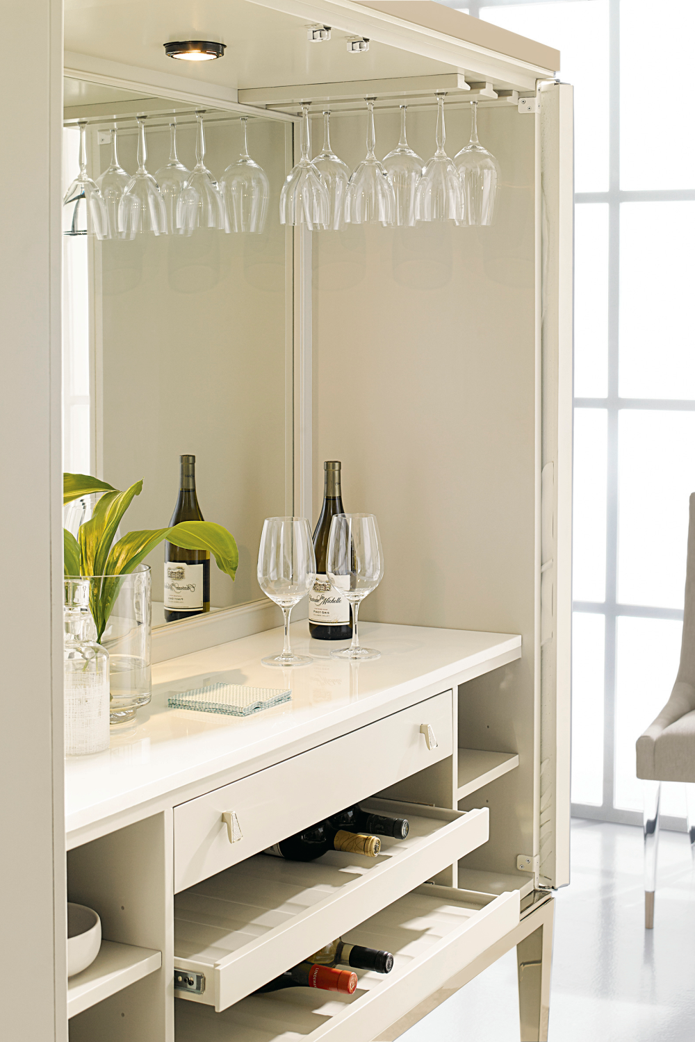Carved White Modern Bar Cabinet | Oroa.com