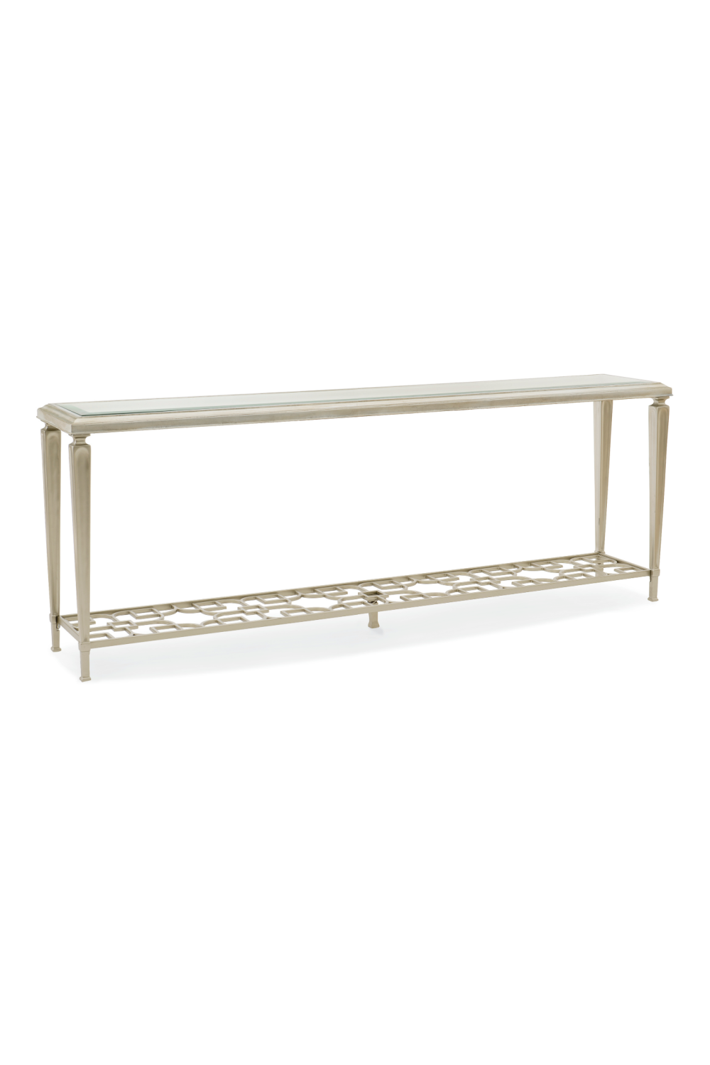 Taupe Silver Console Table | Caracole Highly Social | Oroa.com