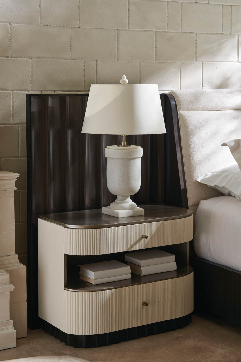 Cream Fluted Nightstand | Oroa.com