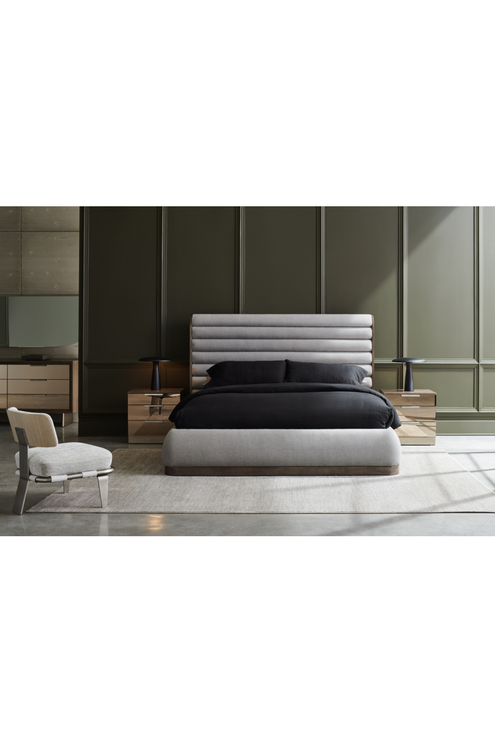 Gray Channeled Panel Bed | Oroa.com