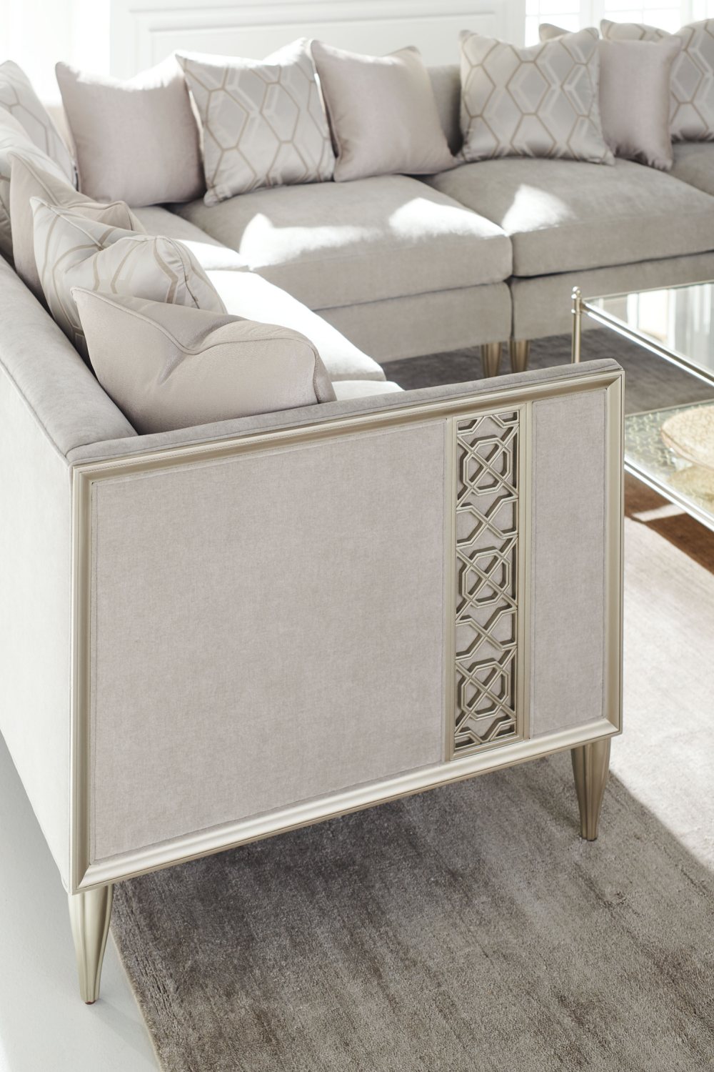 Taupe Modern Sectional Sofa | Caracole Fret Knot | Oroa.com