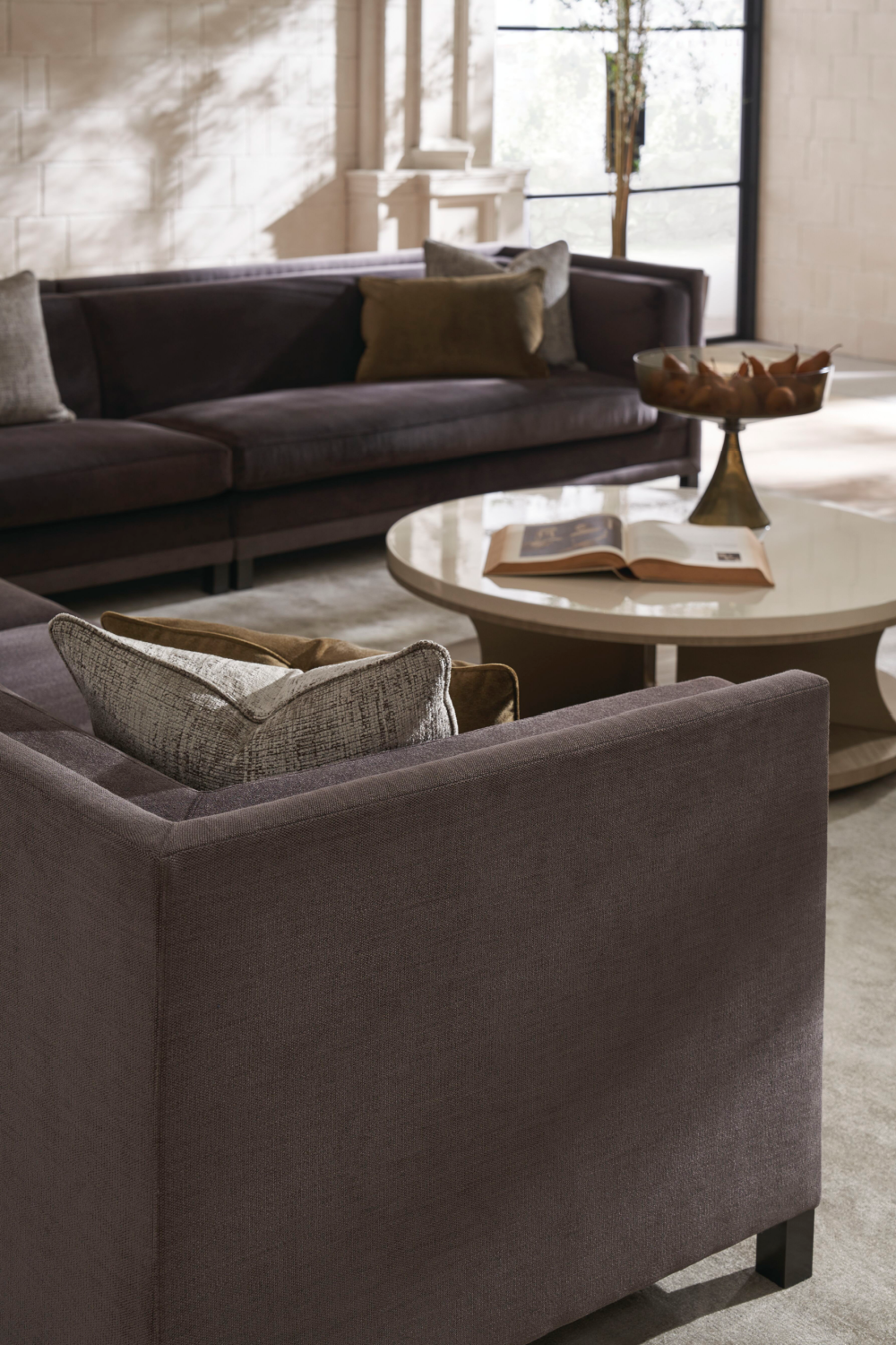 Brown Upholstered Sectional Chair | Caracole Tuxedo | Oroa.com