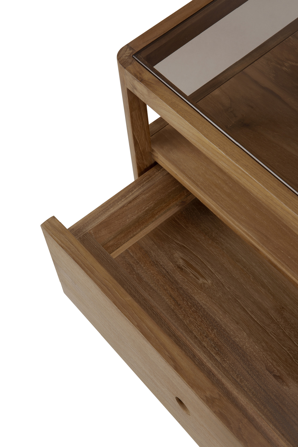 Glass Top Teak Nightstand | Ethnicraft Spindle | Oroa.com