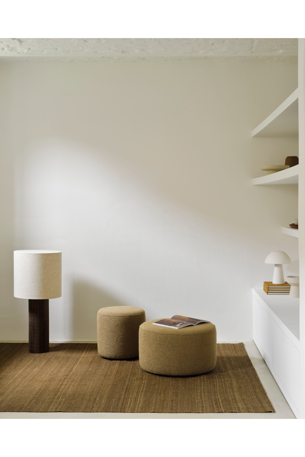 Round Fabric Pouf | Ethnicraft Barrow | OROA.com