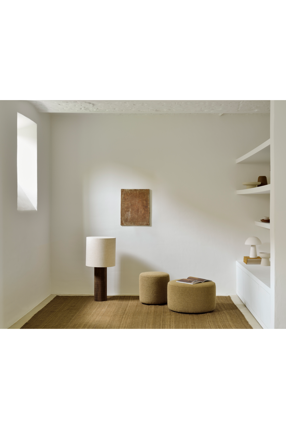 Round Fabric Pouf | Ethnicraft Barrow | OROA.com