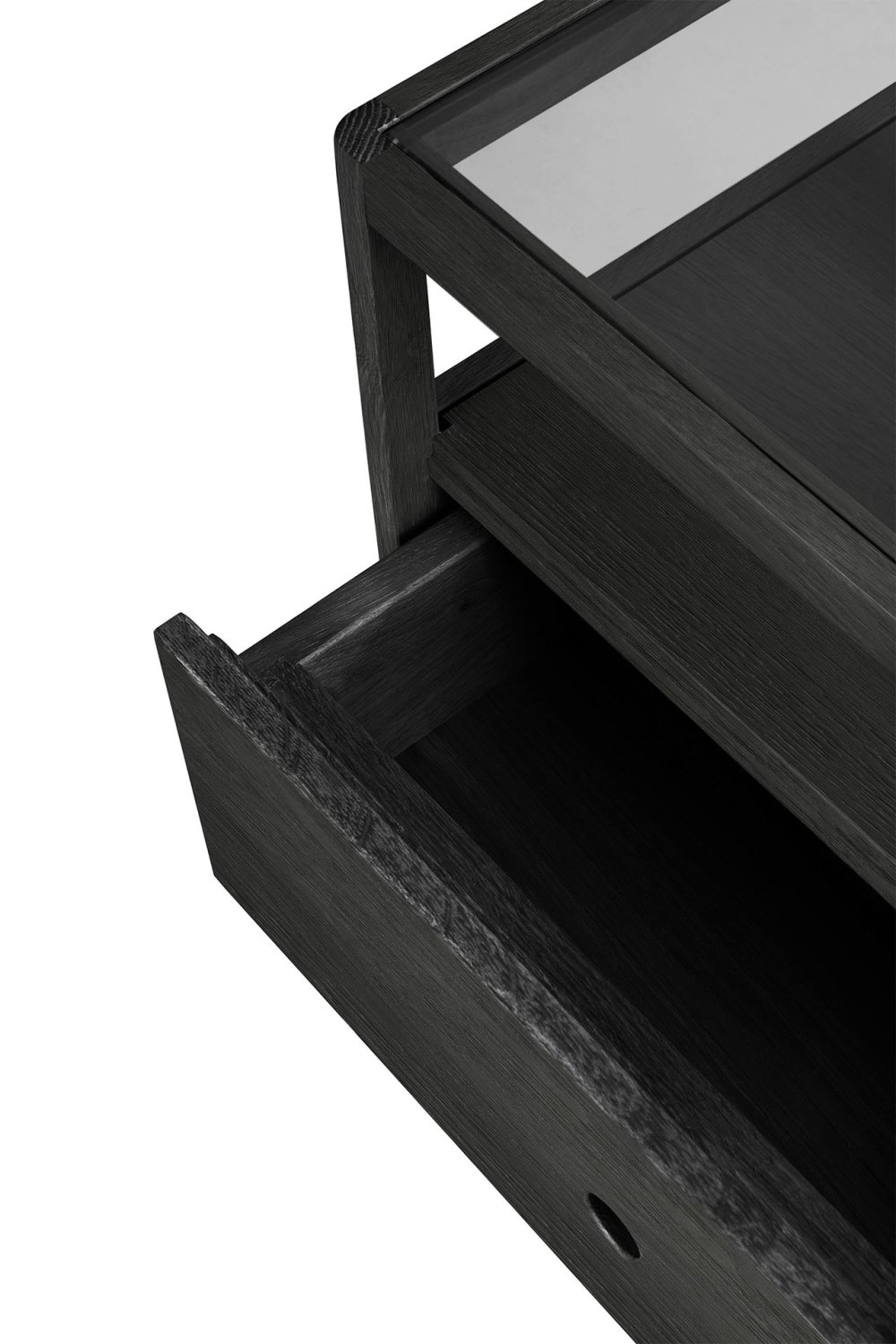 Glass Top Black Oak Nightstand | Oroa.com