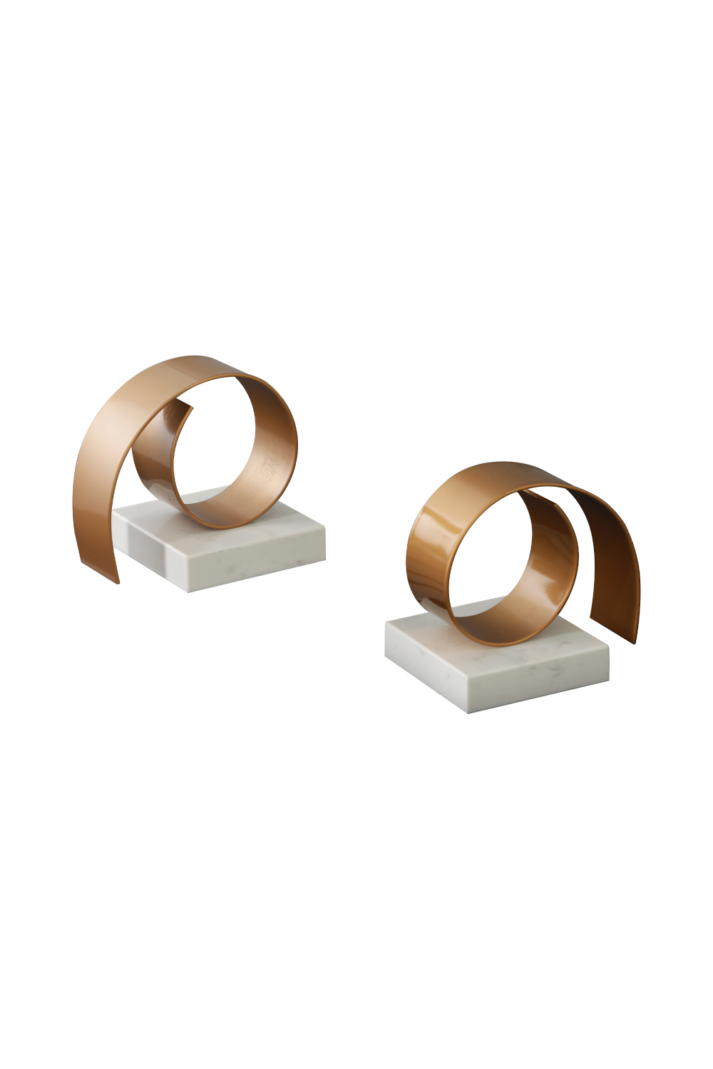 White Marble Gold Modern Sculpture Bookend | Liang & Eimil Swirl | Oroa.com