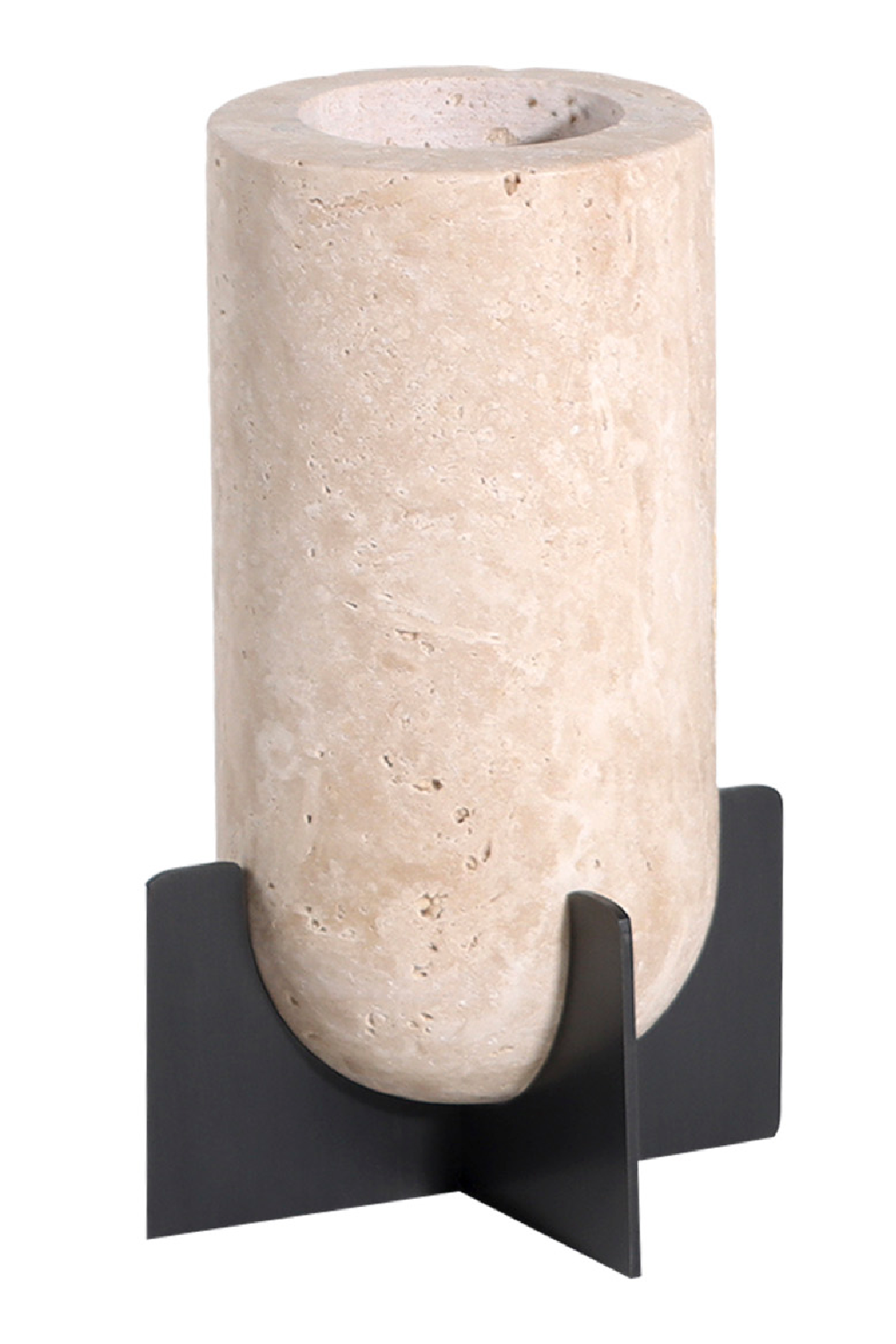 Beige Travertine Cylindrical Candle Holder | Liang & Eimil Berkley | Oroa.com
