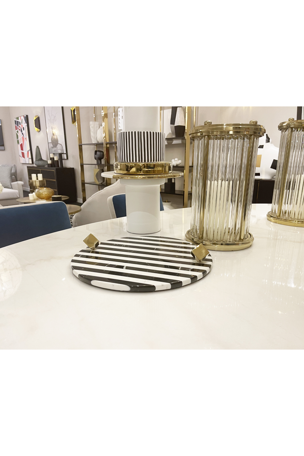 Stripe Round Marble Tray | Liang & Eimil Chalton | Oroa.com