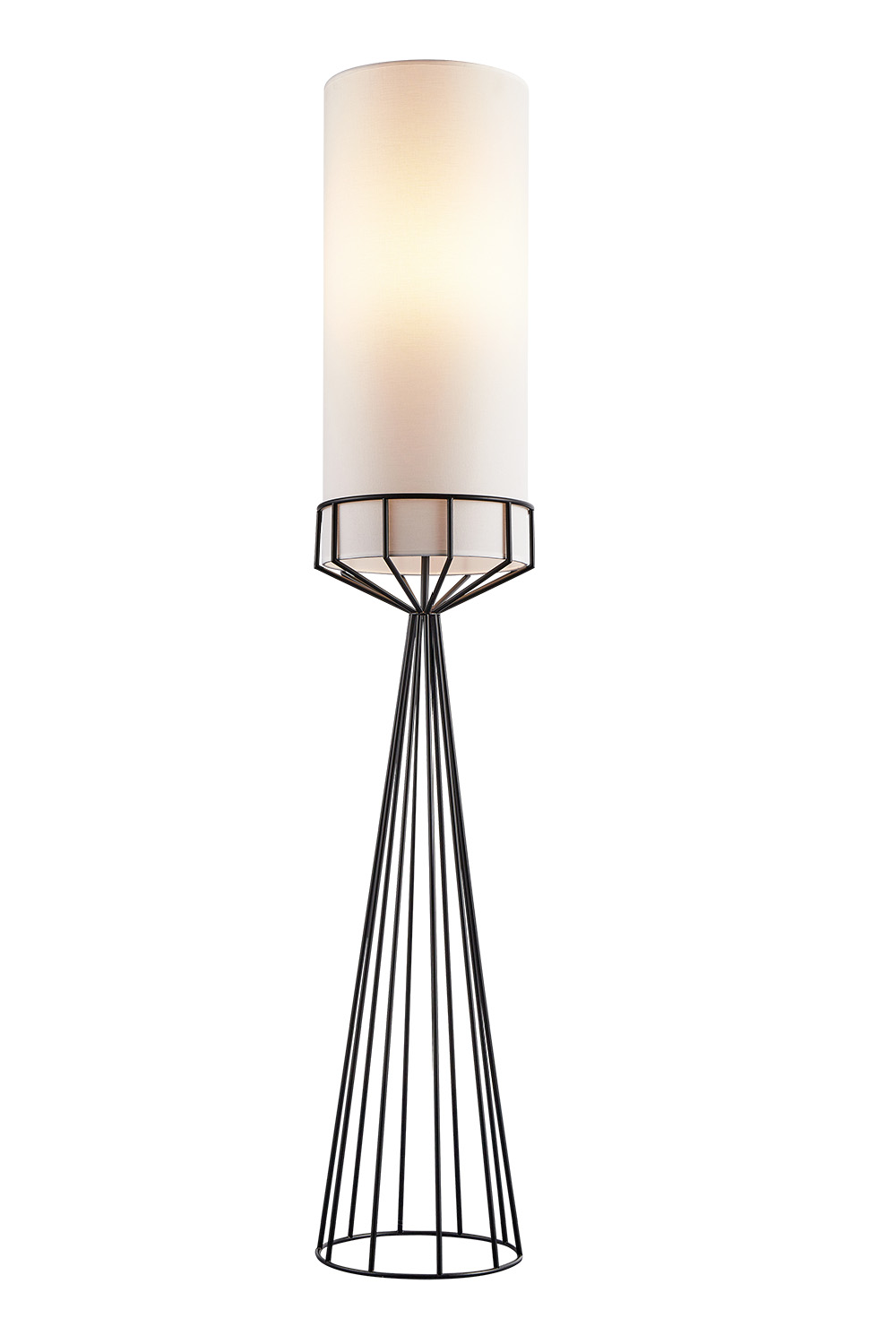 White Linen Tubular Floor Lamp | Oroa.com