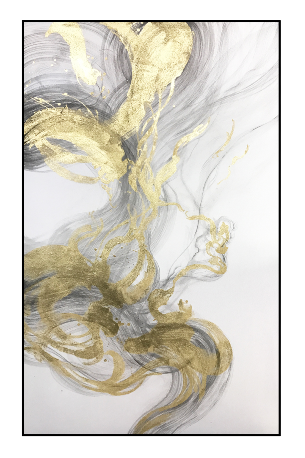Gray And Gold Swirl Painting | Liang & Eimil Futura | OROA.com