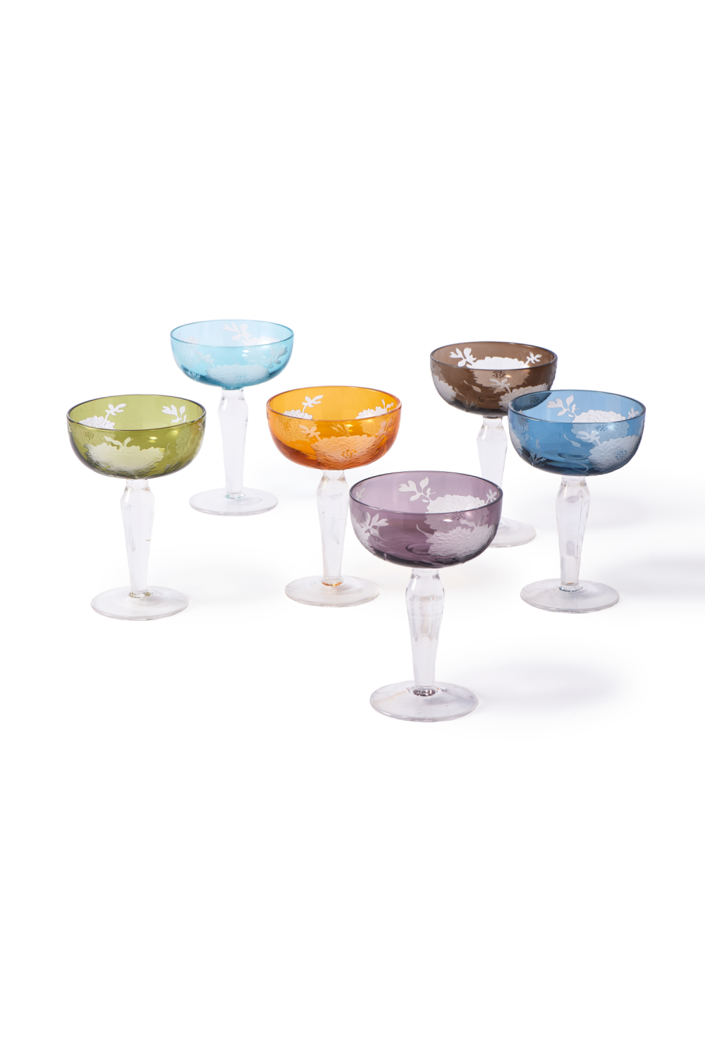 Sandblasted Multi-Colored Coupe Glass | Pols Potten Peony | Oroa.com