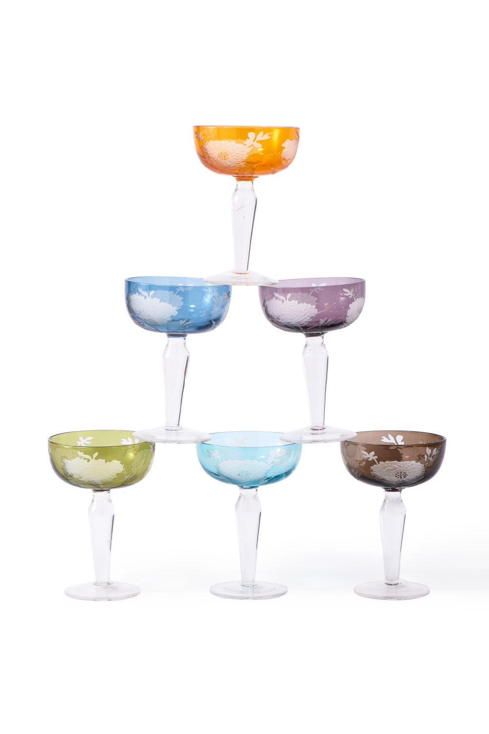 Sandblasted Multi-Colored Coupe Glass | Pols Potten Peony | Oroa.com