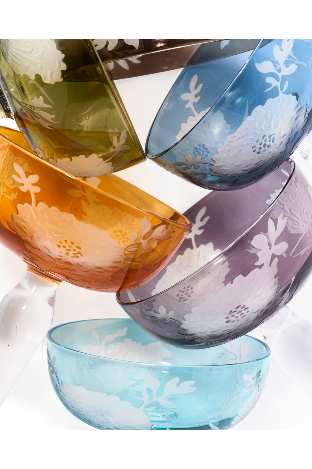 Sandblasted Multi-Colored Coupe Glass | Pols Potten Peony | Oroa.com