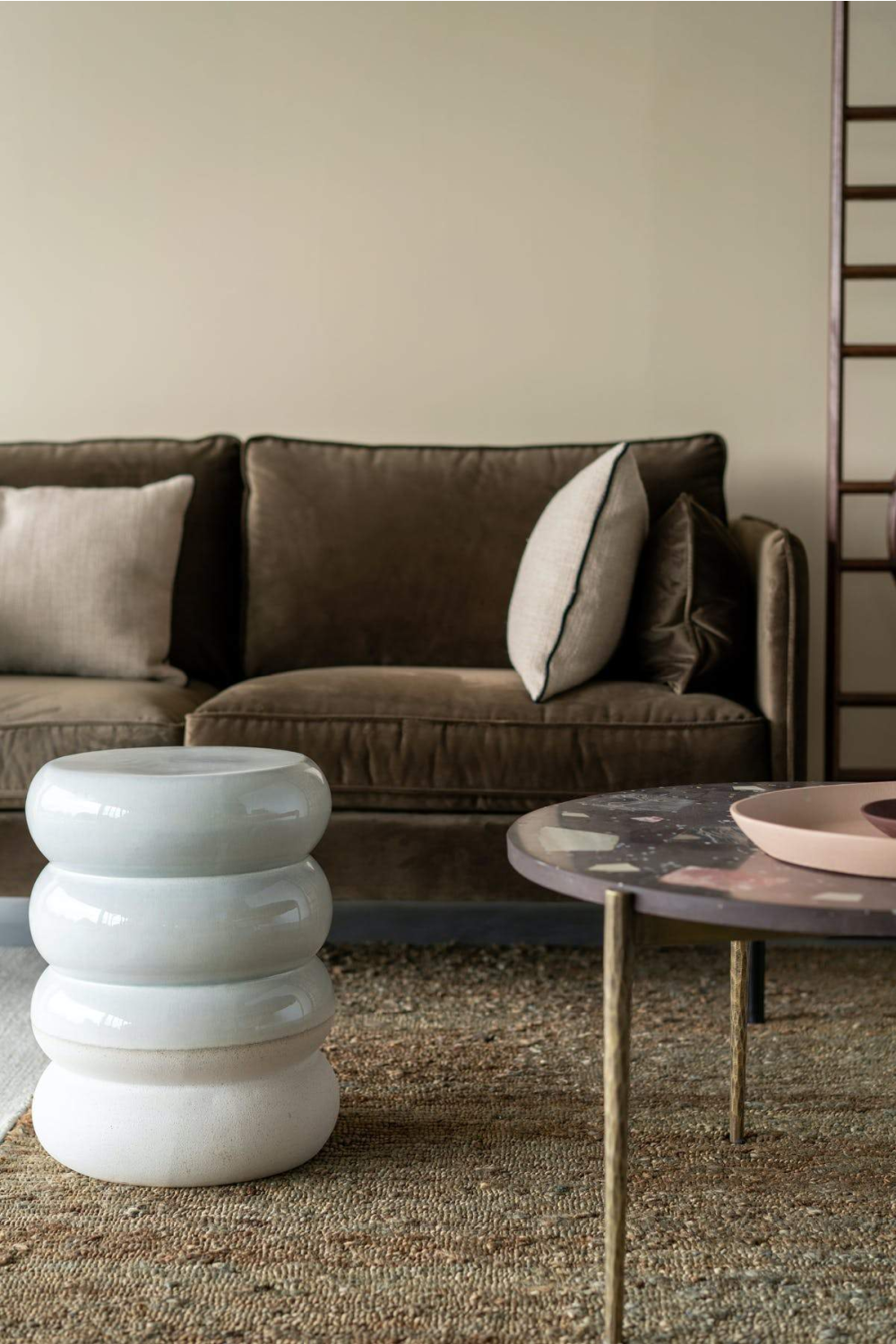 White Glazed Accent Stools (2) | Pols Potten Chubby | OROA.com