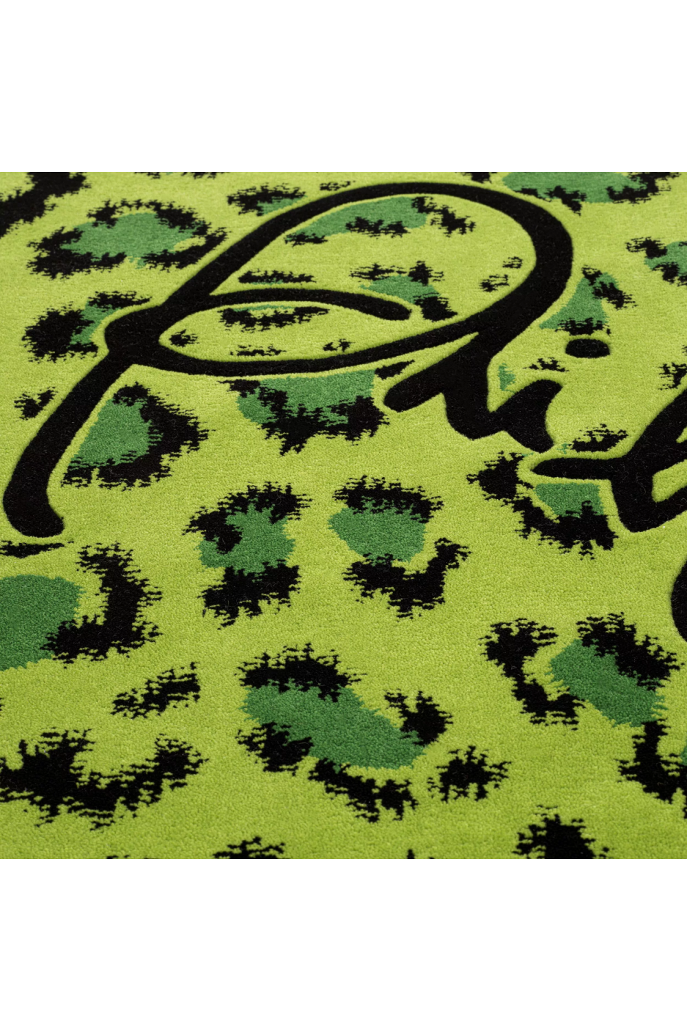 Green Circular Printed Wool Carpet 9' | Philipp Plein Jungle | Oroa.com