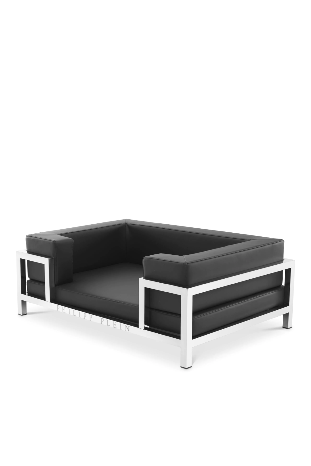 Silver Framed Leather Dog Bed XL | Philipp Plein High Conic | Oroa.com