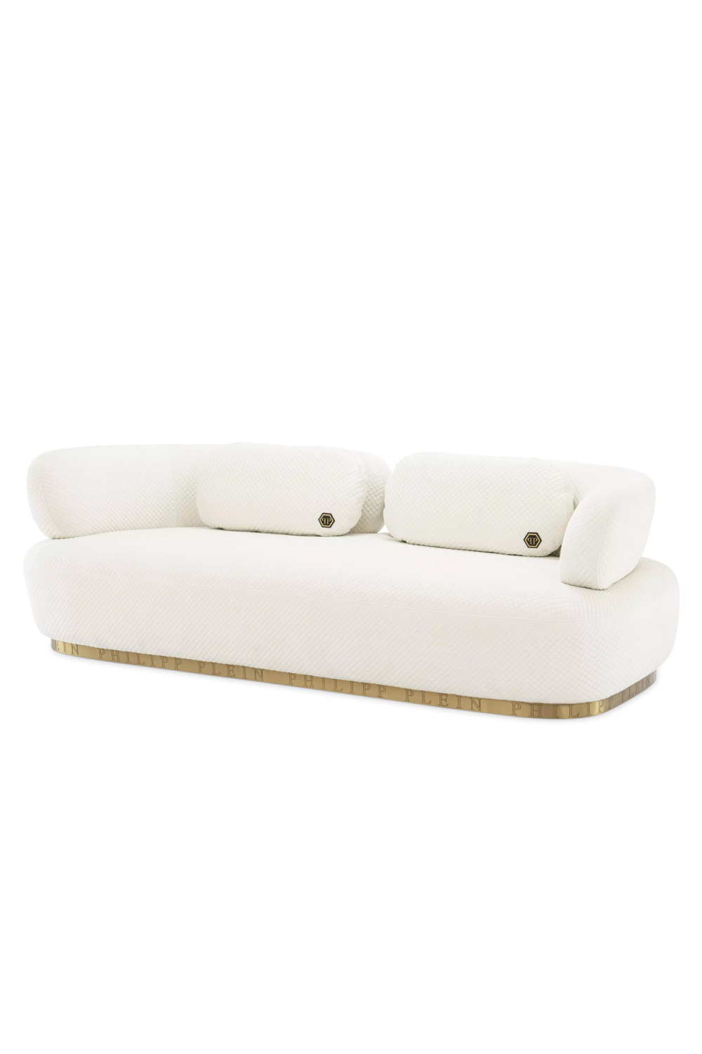 White Modern Quilted Velvet Sofa | Philipp Plein Signature | Oroa.com
