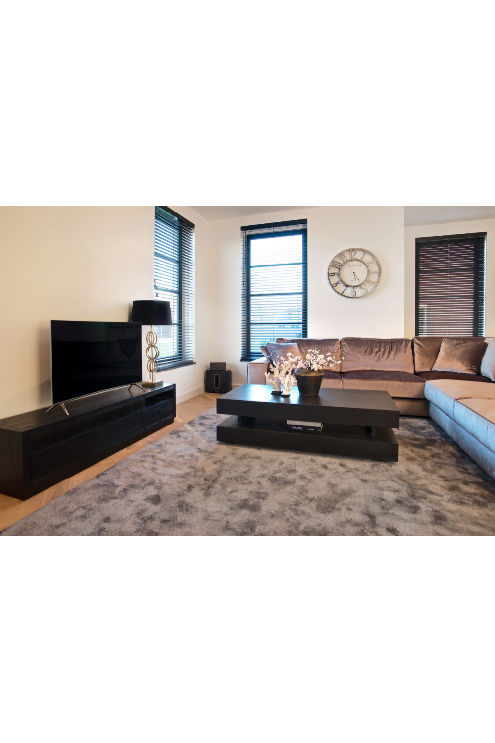 H-Shape Black Oak Coffee Table | Oroa.com