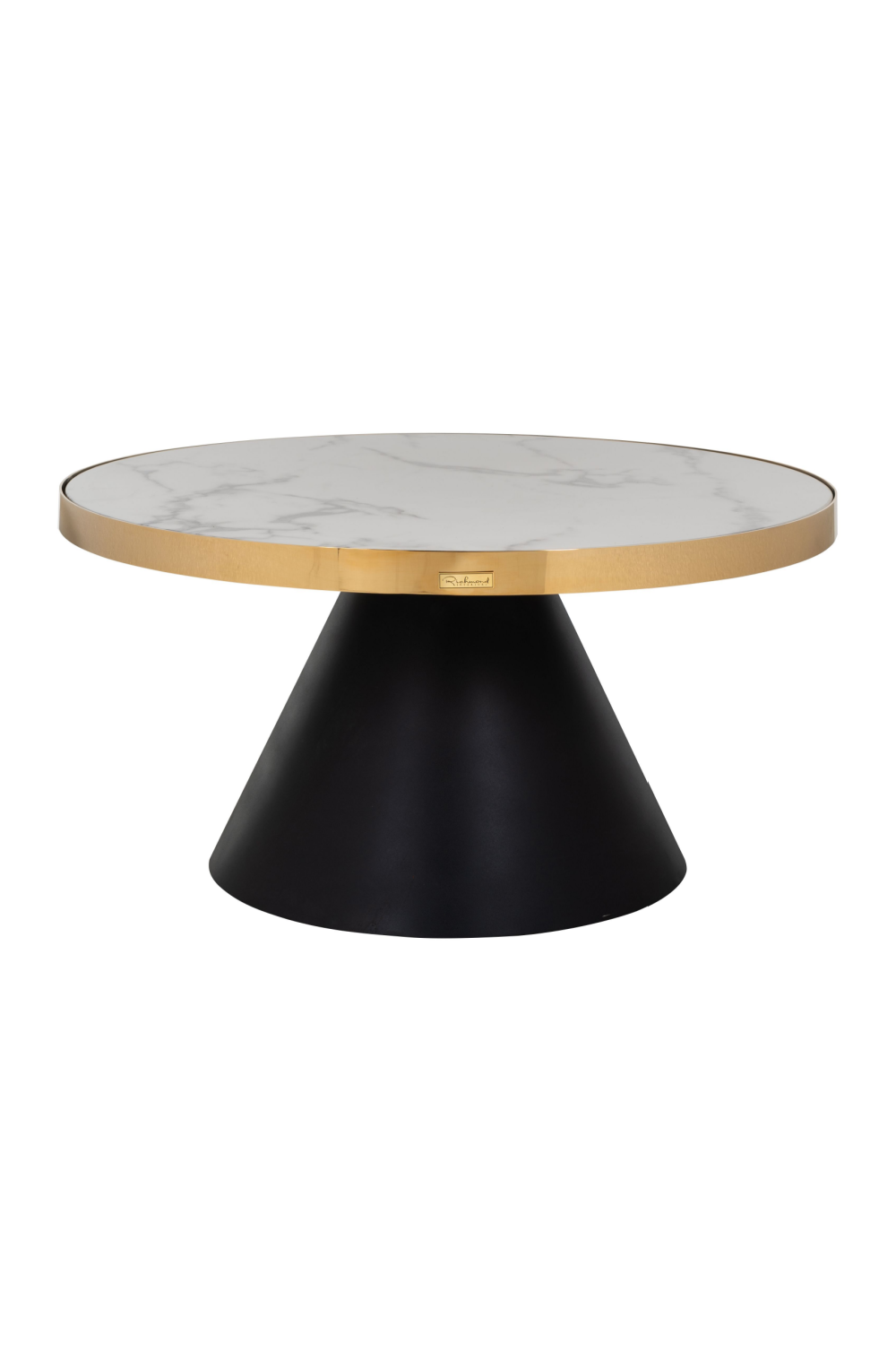 Gold Framed Marble Pedestal Coffee Table | Richmond Interiors Odin | OROA.com