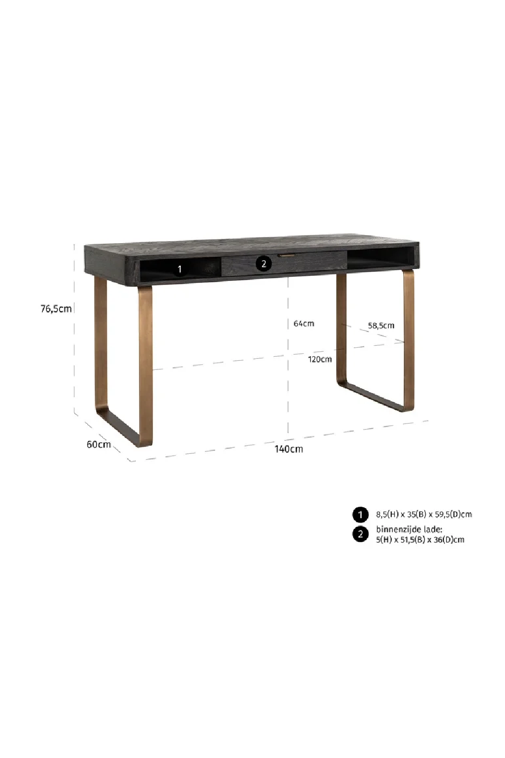 Black Modern Rustic Desk | Richmond Interiors Blackbone | Oroa.com