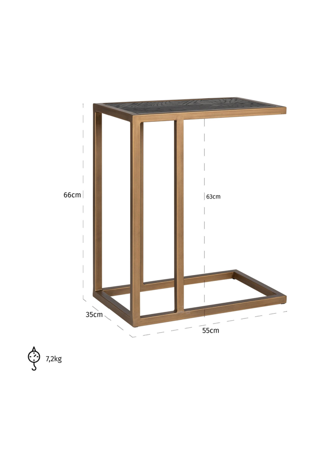 Brass Framed Oak Sofa Table | Oroa.com