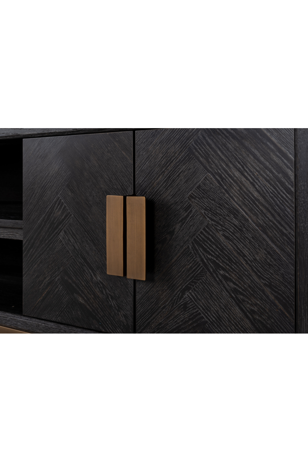 Brass Framed Oak TV Unit | Richmond Interiors Blackbone | Oroa.com