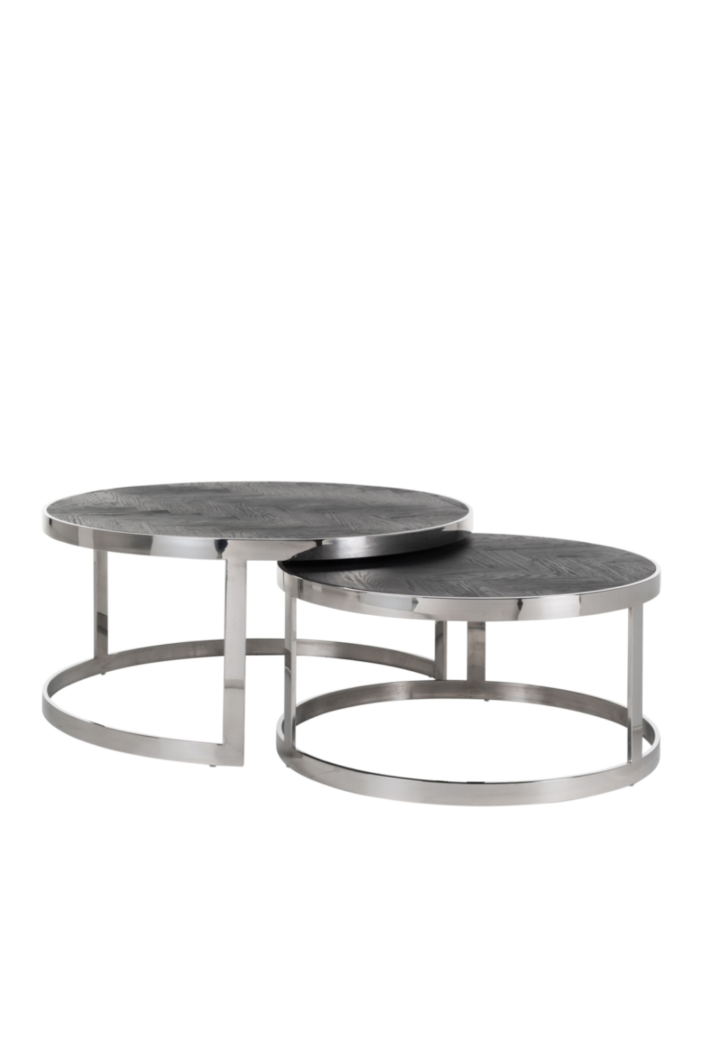 Round Silver Nesting Coffee Table | Richmond Interiors Blackbone | Oroa.com