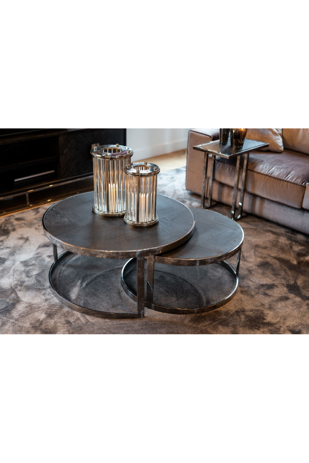 Round Silver Nesting Coffee Table | Oroa.com
