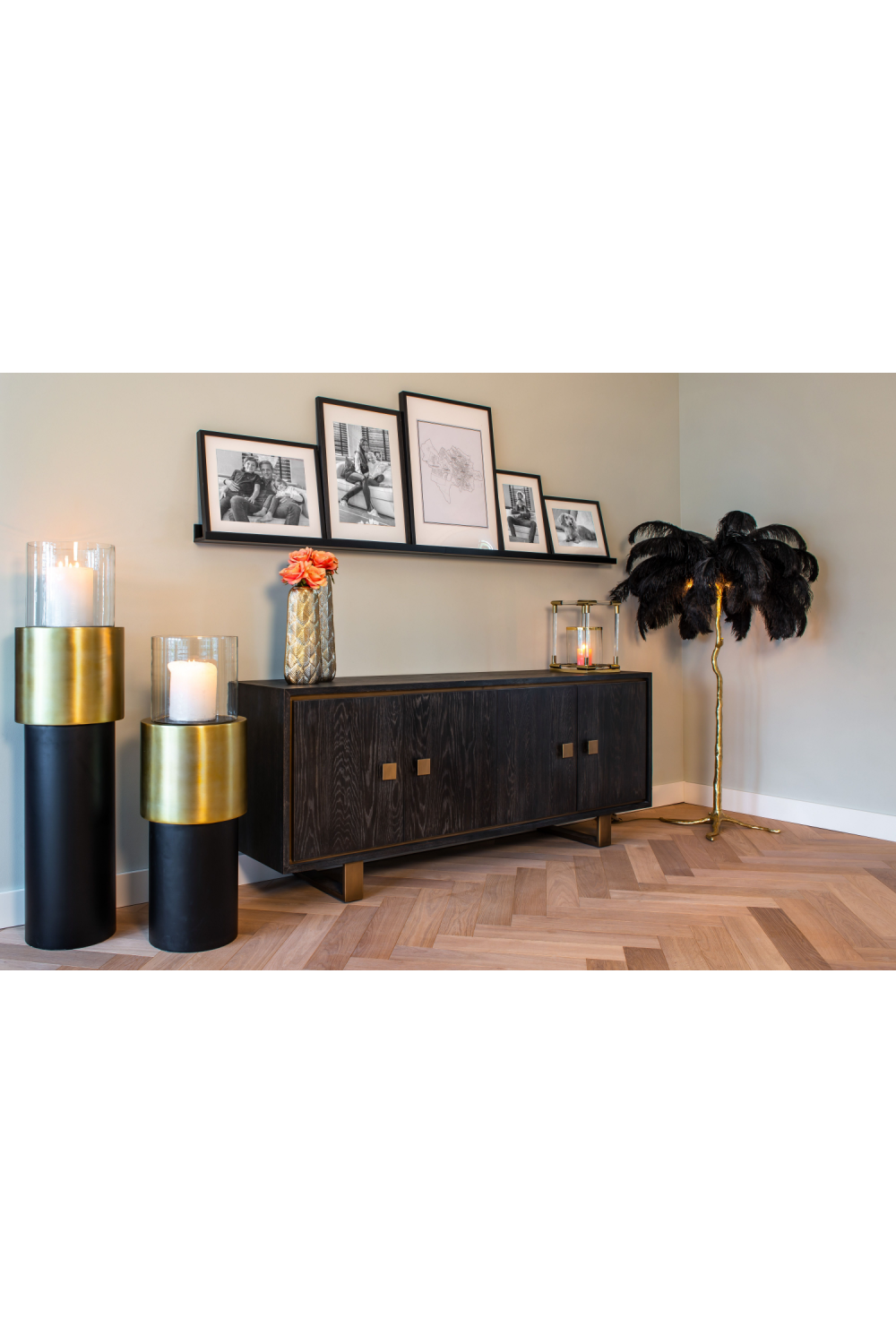 Black Oak Gold Accent Sideboard | Oroa.com