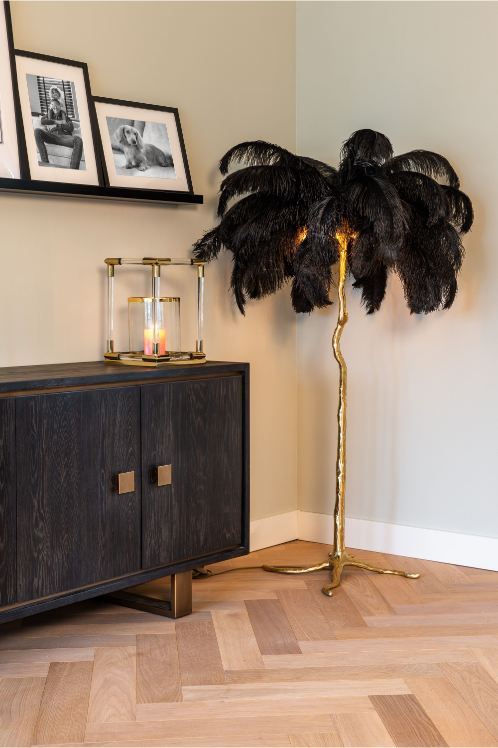 Black Oak Gold Accent Sideboard | Oroa.com