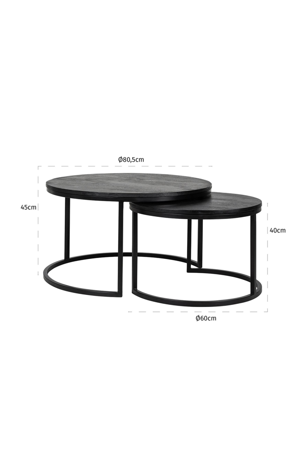 Round Black Nested Coffee Tables (2) | Richmond Interiors Catana | Oroa.com