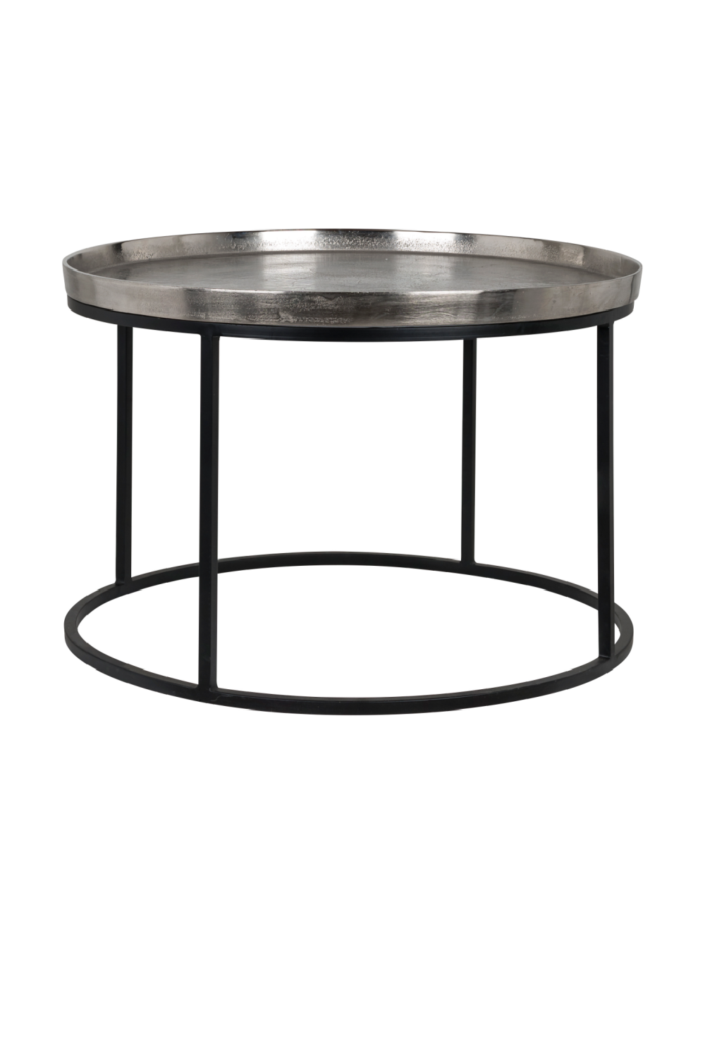 Round silver coffee table shop tray