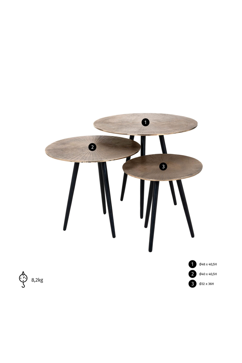 Round Aluminum Coffee Table Set (3) | Richmond Interiors Vittorio | Oroa.com