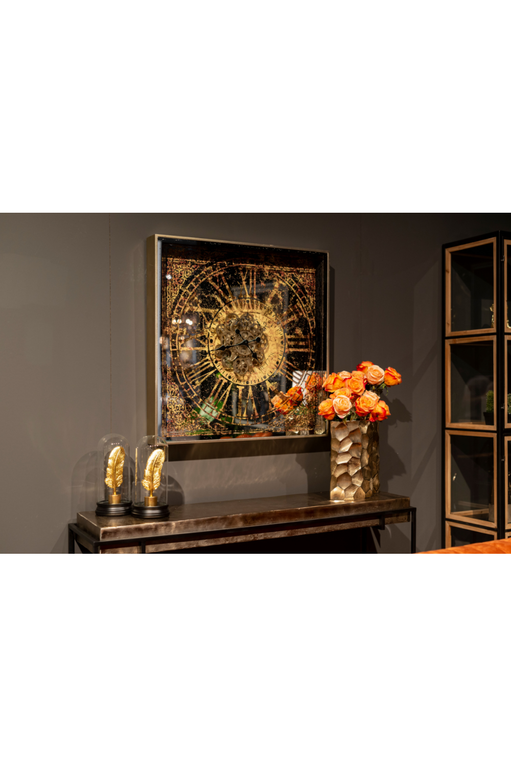 Champagne Gold Aluminum Console Table | Richmond Interiors Calloway | Oroa.com