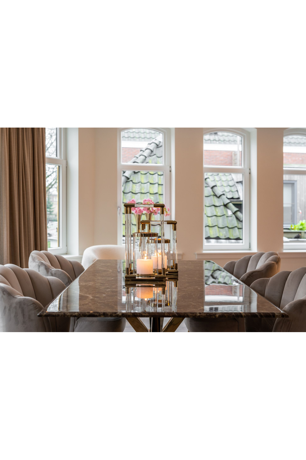 Gold Base Marble Dining Table | Richmond Interiors Conrad | Oroa.com