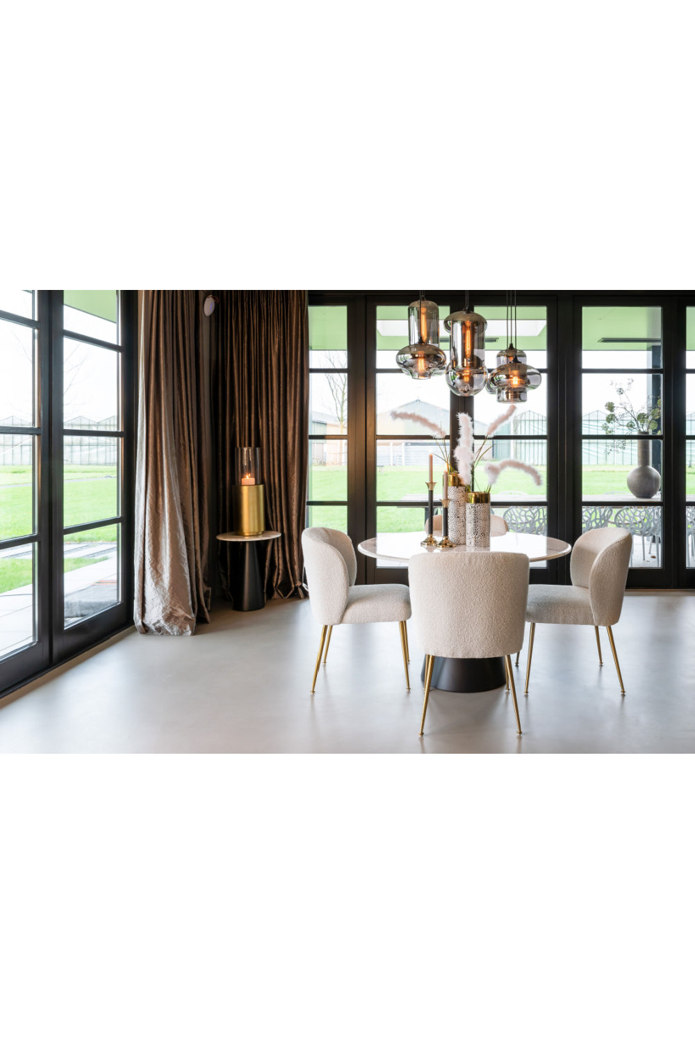 Round White Marble Pedestal Dining Table | Richmond Interiors Degas | OROA.com