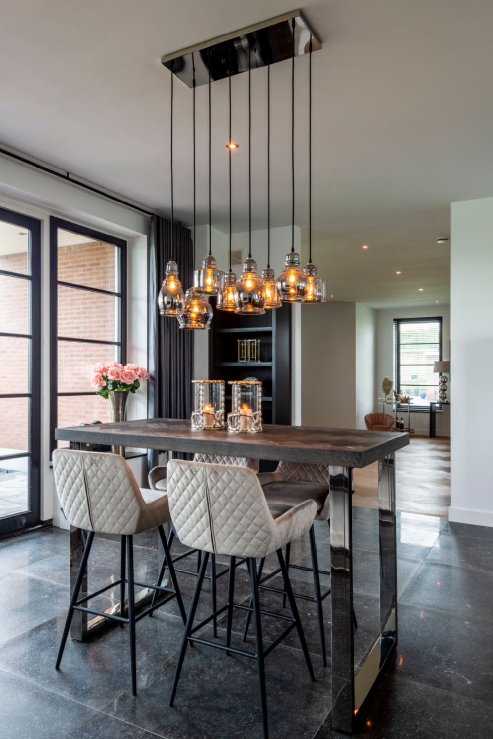 Stone Velvet Bar Stool | Richmond Interiors Indigo | OROA.com