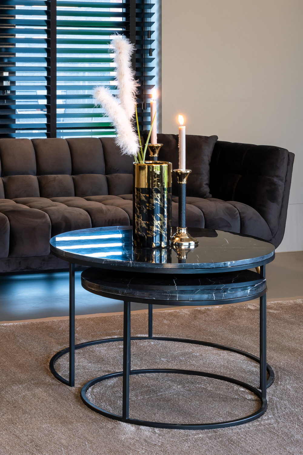 Anthracite Velvet Channel Stitched Sofa | OROA Huxley | OROA