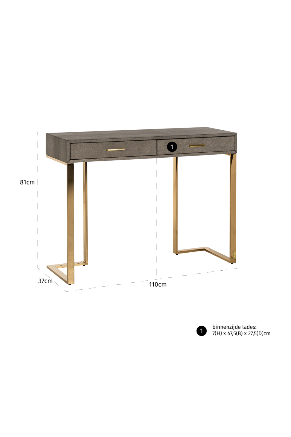 Gold Base 2-Drawer Console Table | Richmond Interiors Marie-Lou | Oroa.com