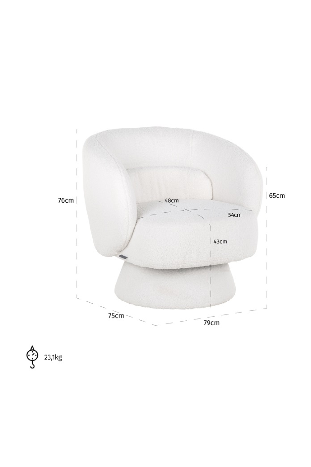 White Swivel Easy Chair | Richmond Interiors Senna | Oroa.com