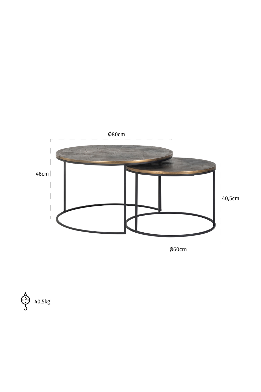 Round Gold Nested Coffee Tables (2) | Richmond Interiors Tulum | Oroa.com